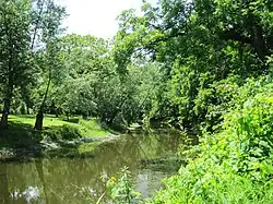 Conneaut Outlet on the border of Fairfield Township (left) and Union Township (right)