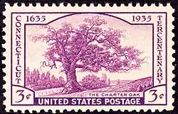 Postage stamp depicting a tree