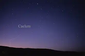 Image of the constellation Caelum, showing the pattern of its stars as seen in the night sky