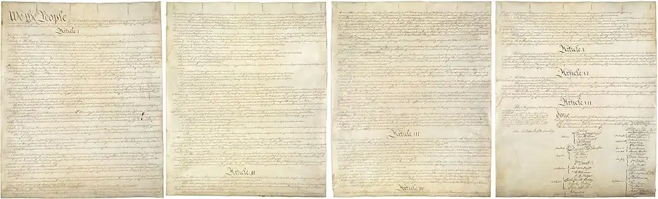 Original parchment pages of the United States Constitution