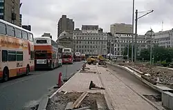 Construction of Piccadilly Gardens Metrolink platforms in 1991