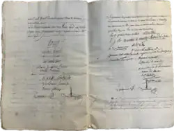 Contrat de mariage de Louis des Escotais signé par Louis XV et la famille royale