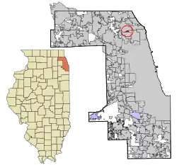 Location in Cook County and the state of Illinois