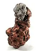 "Halfbreed" copper-silver nugget, Keweenaw County, Michigan, US (8.3 x 4.6 x 2 cm)