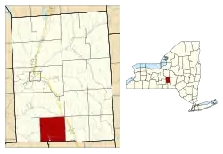 Location within Cortland County and New York