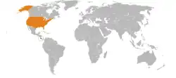 Map indicating locations of Costa Rica and USA
