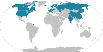 Map of the countries with research stations in the Arctic