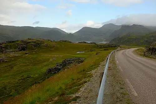 A section of the road in Måsøy Municipality