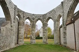The unfinished choir of the church in Courcelles