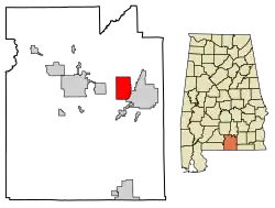 Location of Babbie in Covington County, Alabama.