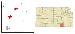 Location within Cowley County and Kansas