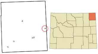 Location in Crook County and the state of Wyoming.