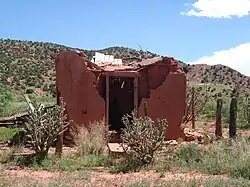 Crumbling adobe building