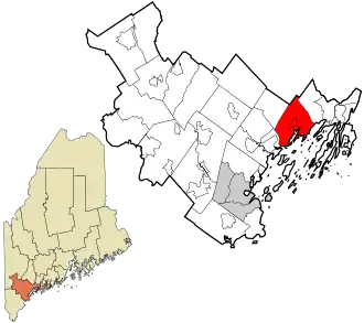 Location in Cumberland County and the state of Maine.