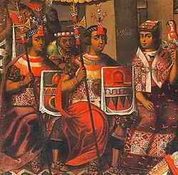The Marriage of Captain Martin de Loyola to Beatriz Ñusta, detail, c. 1675–1690, Church of la Compañía de Jesús, Cuzco, Peru.