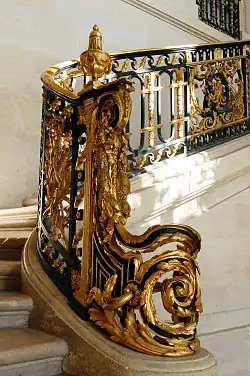 Rococo acanthuses of a staircase railing in the Petit Trianon, Versailles, France, by Ange-Jacques Gabriel, 1764[14]
