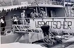 USS Mitscher's brow while in port, 1977