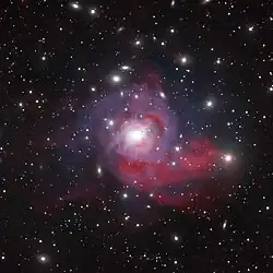 Composite view of NGC 1275 and the center of the Perseus Cluster (VLA-Radio, Chandra-X-ray, Hubble-Visible, SDSS-Infrared)