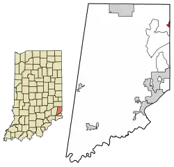 Location of West Harrison in Dearborn County, Indiana.