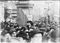 Mrs. Norman Whitehouse making a street speech for suffrage, December 1913.