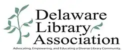 a little seed sprouting from the ground with the words Delaware Library Association under it and the motto beneath that