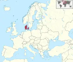 Location of Denmark within Europe