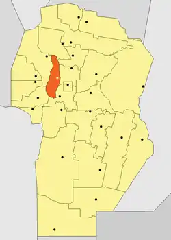Location of Punilla Department in Córdoba Province