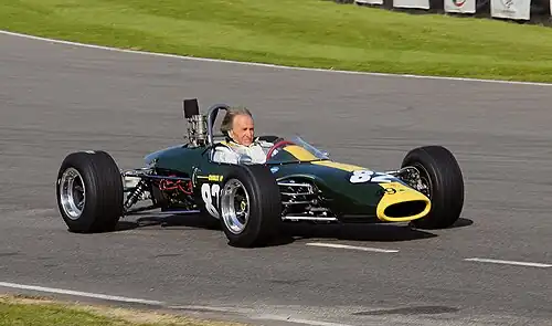 Derek Bell demonstrating a Lotus 41 at Goodwood Festival of Speed