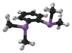 Ball and stick model of 1,2-bis(dimethylarsino)benzene