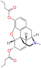 Chemical structure of dibutyrylmorphine.