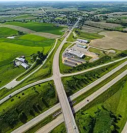 US-151 and US-61/Wis-35 junction by town