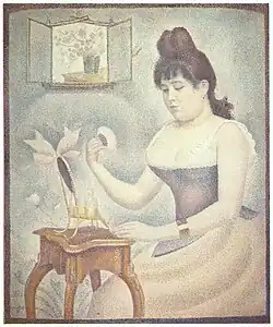 Georges Seurat, 1889–90, Jeune femme se poudrant (La Poudreuse), oil on canvas, 94.2 × 79.5 cm, Courtauld Institute of Art, London