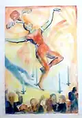 Watercolor, Sword Dancer, 1920s