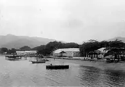 The port's jetty and waterfront buildings, c. 1901