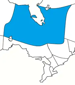 The boundaries of the diocese within the Ecclesiastical Province of Ontario.