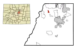 Location of the Louviers CDP in Douglas County, Colorado Colorado