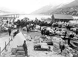 The waterfront at Dyea during the Klondike Gold Rush