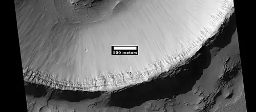 Layers in crater wall, as seen by HiRISE under HiWish program