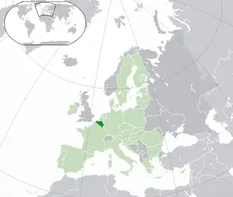Map showing Belgium in Europe
