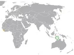 Map indicating locations of Timor-Leste and Sierra Leone