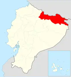 Location of Sucumbíos Province in Ecuador.