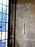 Ancient graffiti featuring sailing boats, inscribed on stone window splay in an upper floor room, Edge Barton[23]