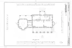 Main Floor Plan of Edgewater, measured about 1974.