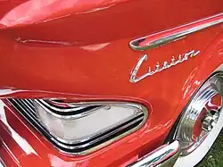 1958 Edsel Citation, close up of fender badging