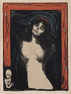 Image 21Madonna, by Edvard Munch (from Wikipedia:Featured pictures/Artwork/Others)