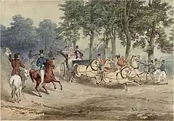 Colour picture showing Oxford firing a pistol at Victoria