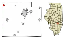 Location of Beecher City in Effingham County, Illinois.