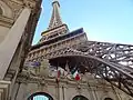 The Eiffel Tower replica, as seen from the Strip
