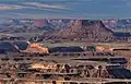 Ekker Butte (right) from Green River Overlook in Canyonlands National Park (Elaterite Butte to left)