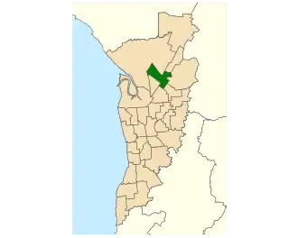 Map of Adelaide, South Australia with electoral district of Ramsay highlighted